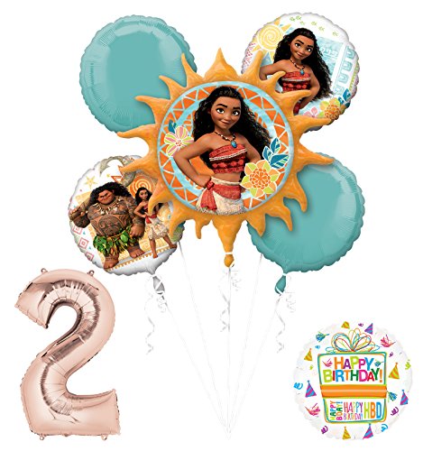 Moana 2nd Birthday party Supplies and Princess Balloon Bouquet Decorations - Click to Buy