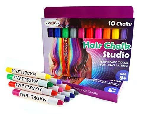 Madellena Hair Chalk - Temporary Hair Color for Girls, Ideal Gifts for Kids and Hair Accessories - Click to Buy