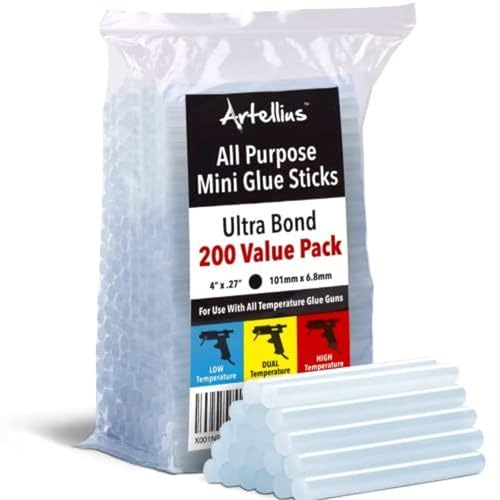 Mini Hot Glue Gun Sticks (Huge Bulk Pack of 200) 101mm x 6.8mm Diameter - Compatible with Most Glue Guns - Click to Buy