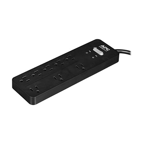 APC PH8 8-Outlet Surge Protector Power Strip 2160 Joules, Surge Arrest Home/Office, Black - Click to Buy