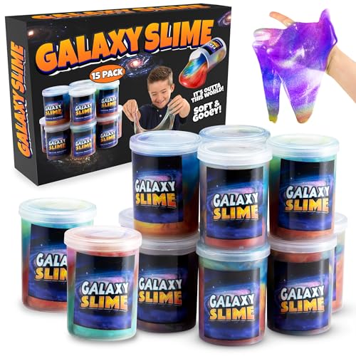 Bulk Pack of 12 Marbled Galaxy Slime Assorted Neon Colors A Fun Party-Birthday Favor For Children By-Bedwina - Click to Buy
