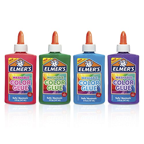 Elmer's Washable Glue, Colors, 5 Ounces, 4 Count, for Making Slime, 5 Oz, 4-Assorted - Click to Buy