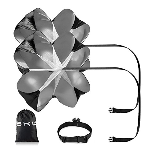 SKL Speed Chute Pack of 2 56 Inch Running Speed Training Speed Parachute Training Parachute Running Resistance Power Chute (Black) - Click to Buy