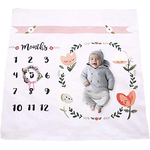 Baby Monthly Milestone Blanket | Throw for Infant & Babies 0-3 Months, 3-6, 6-9, 9-12 Photography Backdrop Photo Prop for Newborn Boy & Girl - New Mom Baby Shower Gift - Blanket Only