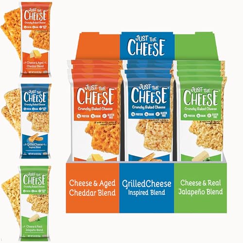 Just the Cheese Cheese Crisps | High Protein Baked Keto Snack | Made with 100% Real Cheese | Gluten Free | Low Carb Lifestyle | VARIETY PACK, 0.8 Ounces (Pack of 12) - Click to Buy