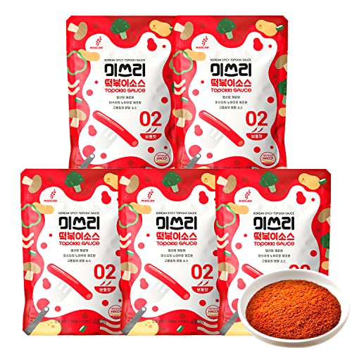 MISSLEE Tteokbokki Sauce Mix, Authentic Korean Sauce for Rice Cakes, Stir-Fries & More with Perfectly Balanced Heat and Flavor (1.76oz(pack of 5), Original)