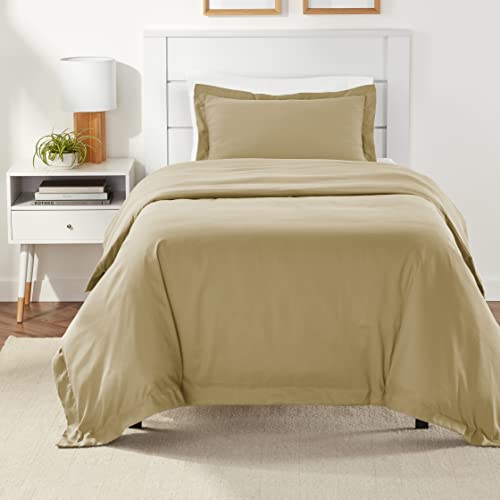 Amazon Basics Light-Weight Microfiber Duvet Cover Set - Twin/Twin XL, Olive - Click to Buy