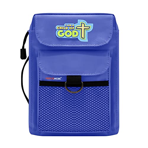 Performore Children's Bible Cover Case with Handle - Blue Medium Size Zippered Bible Tote Bag for Kids Fits Bibles up to 8.50 x 6.25 x 2” with Extra Pockets to Keep Their Notepad, Pen, Pencil, etc. - Click to Buy
