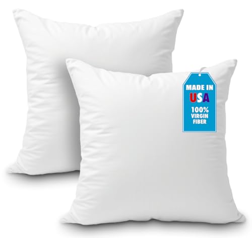 Set of 2 - 26 x 26 Premium Hypoallergenic European Sleep Pillow Inserts Sham Square Form Polyester, Standard / White - Made in USA - Click to Buy