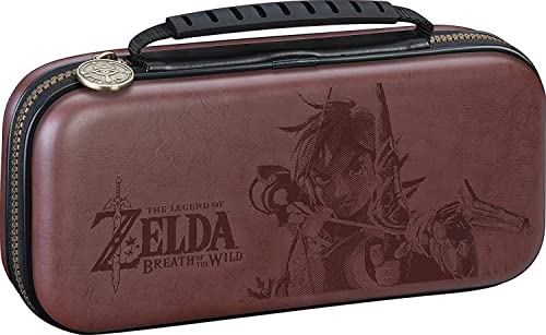 Officially Licensed Nintendo Switch Deluxe Zelda Link Travel Case – Premium Hard Case Made with Koskin Saddle Leather Embossed with Zelda Breath of The Wild Art 2 Game Cases - Click to Buy