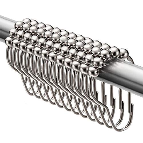 Treenewbid Bathroom Curtain Hooks Rustproof Steel Polished Chrome Shower Curtain Rings Set of 12 - Click to Buy