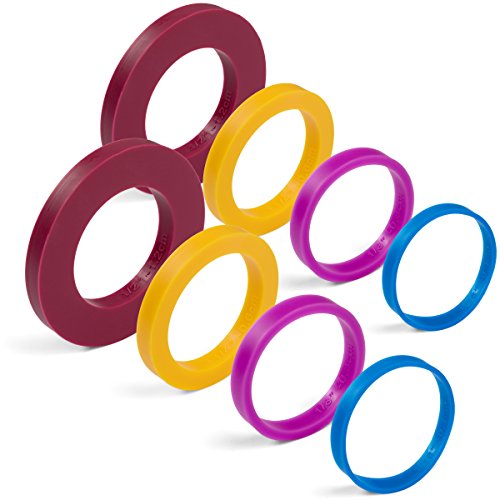 GreenOlive Rolling Pin Guide Ring Spacer Bands (8 Piece Set) Multicolored Flexible Silicone Slip On Baking Accessories Fit 1 3/4” to 2” Wide Dough Rollers - Click to Buy
