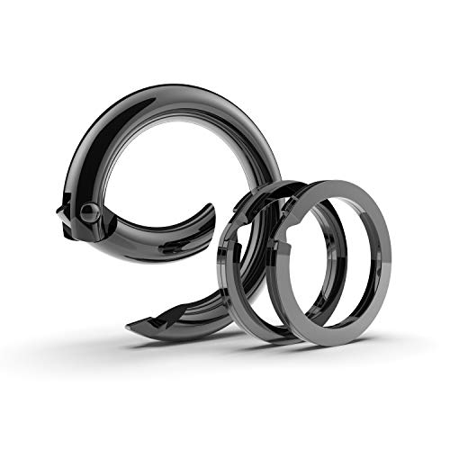 Lifelong Ring Fashion Carabiner Keychain w/ 2 Matching Key Rings Set, 100 Series Universal Size, Pure Round Circle Design, Strong, Solid Metal Keychain Clip, Key Clip, Key Organizer (Black) - Click to Buy