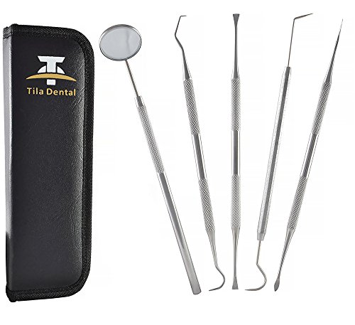 Zahnpflege Set Am besten für den persönlichen Gebrauch geeignet. Tiefe Zahnreinigung -Zahnsteinschaber, Zahnstocher, Mundspiegel – 5 stück Zahnarzt Werkzeuge - aus Edelstahl-dental tools - Click to Buy