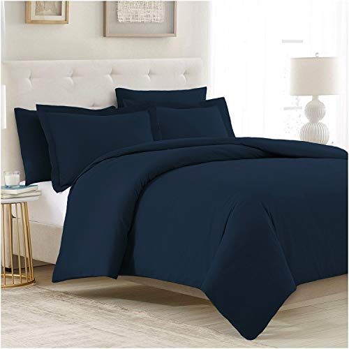 Mellanni Duvet Cover Set 5pcs - Soft Double Brushed Microfiber Bedding with 2 Shams and 2 Pillowcases - Button Closure and Corner Ties - Wrinkle, Fade, Stain Resistant (Full/Queen, Royal Blue) - Click to Buy