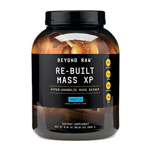 Beyond Raw Re-Built Mass XP Hyper-Anabolic Mass Gainer Protein Powder | Vanilla | 11 Servings | 880 Calories, 60g Protein, 140g Carbs with Creatine and BCAA - Click to Buy