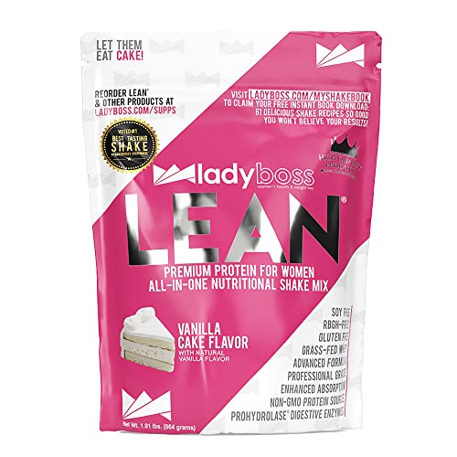 LadyBoss LEAN - Vanilla Cake Protein Powder & Meal Replacement Shakes for Women, Whey Nutritional Drink Mix, 30 Servings, 864 g - Click to Buy