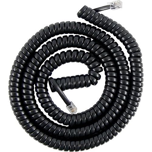 25' Feet Black Coiled Telephone Phone Handset Cable Cord by Bistras - Click to Buy
