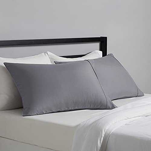 Amazon Basics King Pillow Cases Set of 2 - Lightweight, Super Soft Easy Care Microfiber, Dark Gray, 40" L x 20" W, Pillows Not Included