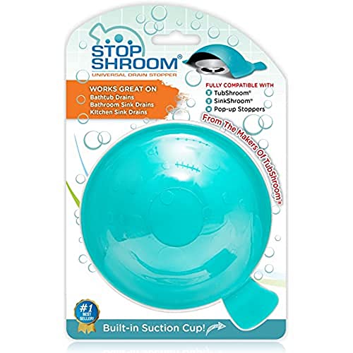 StopShroom STBLU232 Universal Stopper Plug Cover for Bathtub, Bathroom and Kitchen Drains, Aqua - Click to Buy