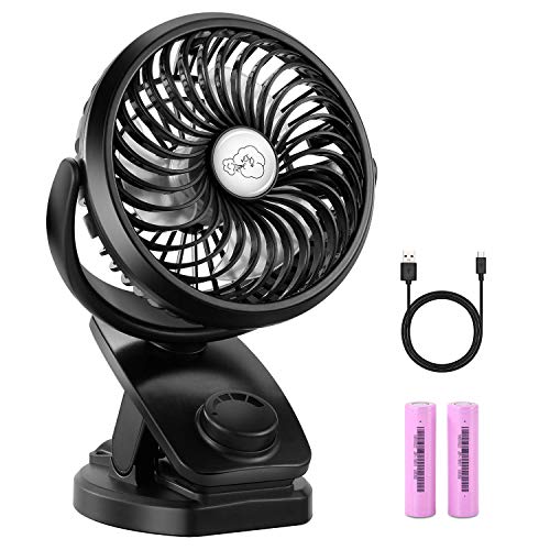 COMLIFE 5000mAh Clip USB Ventilateur de table, Mini ventilateur avec batterie rechargeable Ventilateur portable pour poussette, voiture, gymnase, bureau, extérieur, voyage, camping