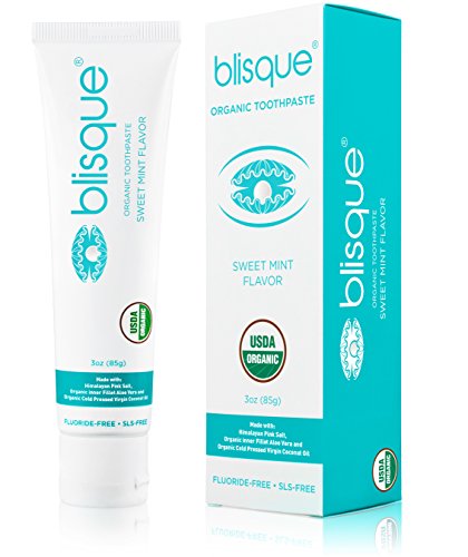 Blisque Organic Toothpaste - Sweet Mint Flavor (Organic, Natural, Non-toxic, Fluoride/SLS Free Toothpaste) - Click to Buy