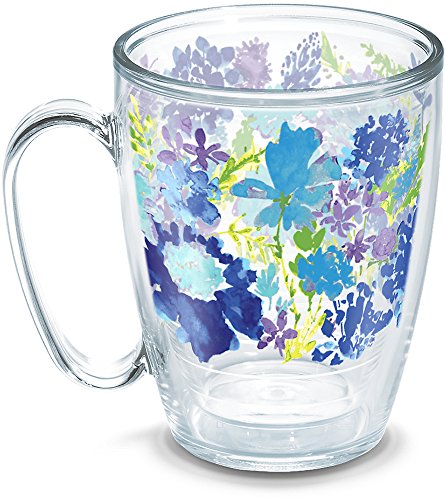 Tervis Made in USA Double Walled Fiesta Insulated Tumbler Cup Keeps Drinks Cold & Hot, 16oz Mug - No Lid, Purple Floral - Click to Buy