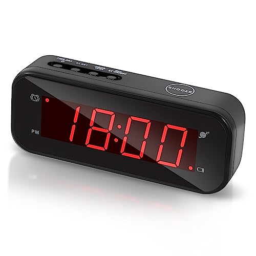 Timegyro Small Digital Clock Battery Operated, LED Travel Alarm Clock Battery Powered with Snooze, Cordless, Brightness Adjustable, 12/24Hr, Easy to Use - Click to Buy
