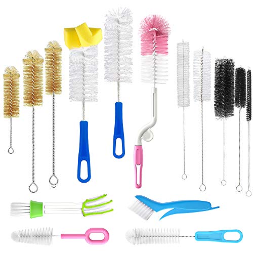 Zannaki 15Pc Food Grade Multipurpose Cleaning Brush Set, Includes Straw Brush|Nipple Cleaner|Bottle Brush|Blind Duster|Pipe Cleaner, Small,Long,Soft,Stiff Kit for Baby Bottles,Tubes,Jars,Bird Feeder - Click to Buy