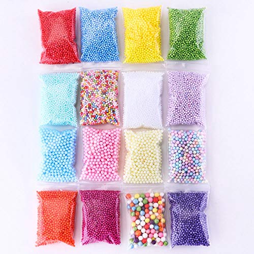 Tawadi Foam Beads for Slime - 3 Size Craft Foam Balls for DIY Crafts Supplies -16 Pack Slime Beads for Homemade Slime Making - Floam Beads for Soft Clay and Home Decoration (16 Pack) - Click to Buy