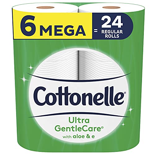 Cottonelle Ultra GentleCare Toilet Paper, 6 Mega Rolls, Sensitive Bath Tissue with Aloe & Vitamin E - Click to Buy