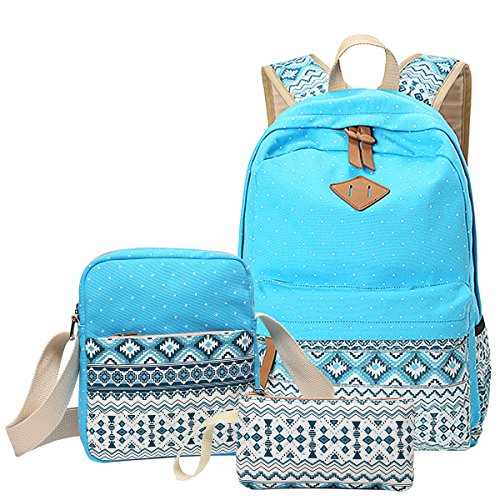 Aiduy School Backpack, Lightweight Canvas Bookbags Shoulder Daypack Handbag (Blue) - Click to Buy