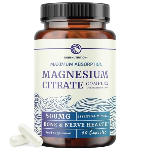 Magnesium Citrate Complex 500 MG for Calm, Relaxation, Constipation & Digestion Health Support | High Absorption Magnesium Supplement with Elemental Magnesium Oxide | Non-GMO, Soy-Free | 60ct - Click to Buy