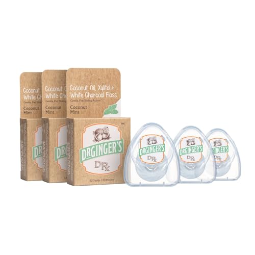 Dr. GingerS All-Natural Coconut Oil Charcoal Dental Floss | Powerful Combination Of Organic Coconut Oil, Xylitol Deep Cleaning White Charcoal | Great Taste, No Harmful Chemicals | 3 Pack - Click to Buy
