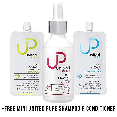 United Pure Hair Growth Serum, 2 Oz | AnaGain & 3% Redensyl | w/Capixyl, Baicapil, HairSpa, Orich-37, Pentavitin | Caffeine | Anti Hair Loss Product w/Free UP Shampoo/Conditioner Minis - Click to Buy