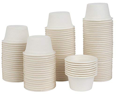 brheez - 200 Pack - 2 oz. White Paper Souffle Cup - Small Paper Cups for Sample, Mouthwash Cups, Condiment Cups, Snack Cups, Souffle Cups - Mini Biodegradable Compostable & Disposable Tasting Cups - Click to Buy
