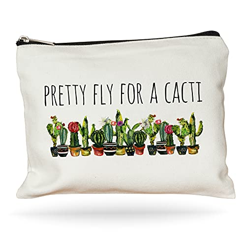 Pretty Fly For A Cacti Makeup Bag, Cactus Gift For Women, Cactus Gift, Succulent Plant Gift, Canvas Bag - Click to Buy