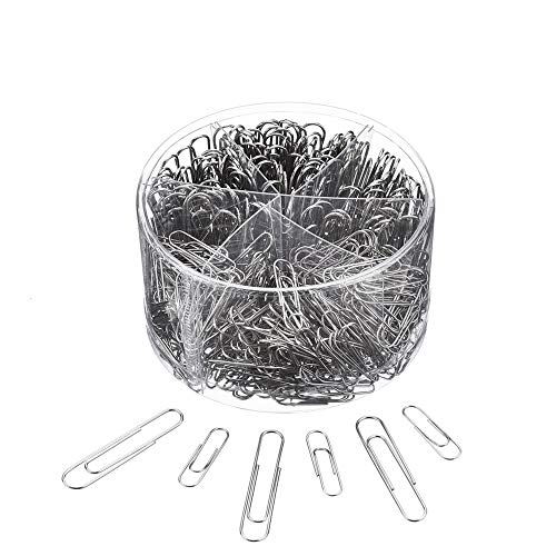 Paper Clips, OUHL 450 Pieces Silver Paperclips Assorted, Medium 28mm and Jumbo Sizes 50mm, Office Clips for Work School Home Use - Click to Buy