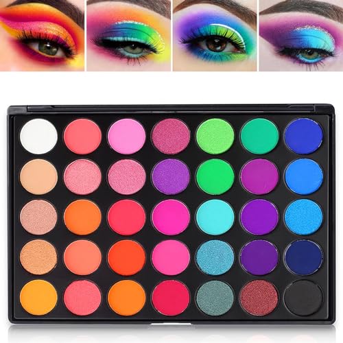 DE'LANCI Rainbow Eyeshadow Palette, Professional 35 Bright Colors Matte Shimmer Eyeshadow Makeup Palette - Long lasting and Highly Pigment Silky Powder Eye Shadow Make up Kit,Cruelty- Free #35E - Click to Buy