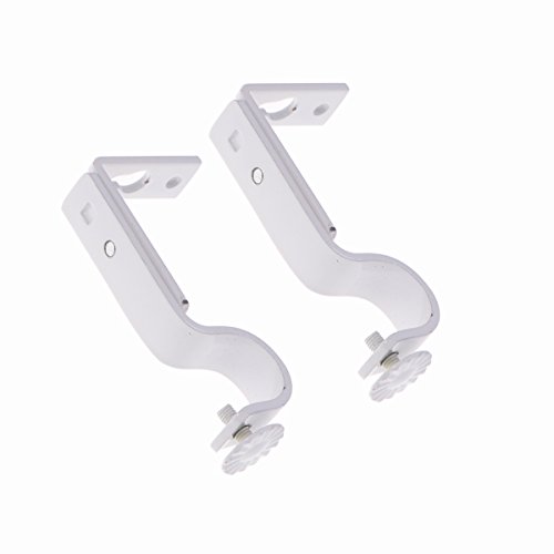 WINOMO 2pcs Adjustable Curtain Drapery Rod Bracket Curtain Holder 18-22mm (White) - Click to Buy