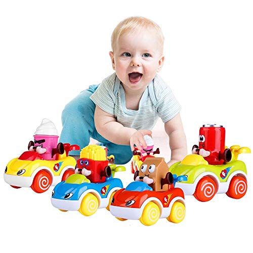 LUKAT Cars Toys for 1 2 3 Year Old Boys and Girls, Push and Go Friction Powered Vehicles Toy Set of 4 Baby Cars - Click to Buy