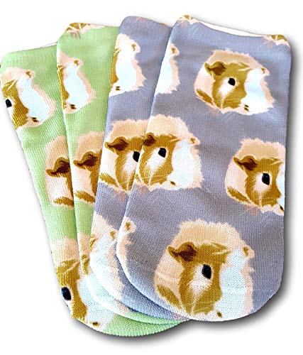 Pashal deux paires rose et Blé bleu cochon d'Inde visage chaussettes par fou cochon d'Inde Femmes - vert/Clair Gris Ardoise, Medium - Click to Buy