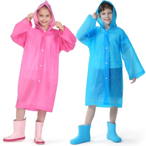 Opret Portable Kids Children Rain Poncho Reusable Raincoat with Hoods and Sleeves Durable Lightweight and Perfect for Outdoor Activities - Click to Buy