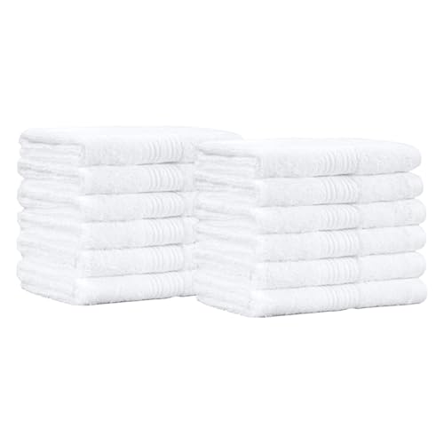 Amazon Basics Cotton Washcloths for Face, Soft, Absorbent, 12-Pack, White, 30.48 cm x 30.48 cm