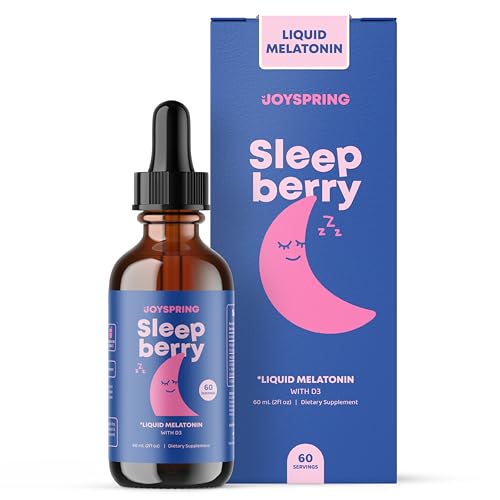 JoySpring Sleepberry Kids Melatonin 3 mg – Liquid Sleep Aid with L Theanine, High Absorption Berry Drops (2 fl oz) 60 Servings, Children's Melatonin with Vitamin D Kids Travel Essentials