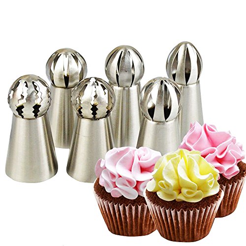 Fellibay Russian Piping Tips Various Shaped DIY Baking School Prevailing Torch Russian Icing Piping Nozzles Ball Baking Supplies 6pcs (6PCS) - Click to Buy