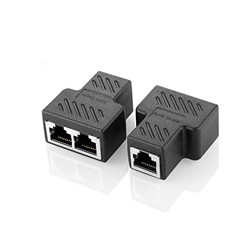 Oxsubor RJ45 Splitter Connectors Adapter 1 to 2 Ethernet Coupler Double Socket HUB Interface Contact Modular Plug Connect Network LAN Internet Cat5 Cat62 Pack (Can't Run Both at The Same TIME) - Click to Buy