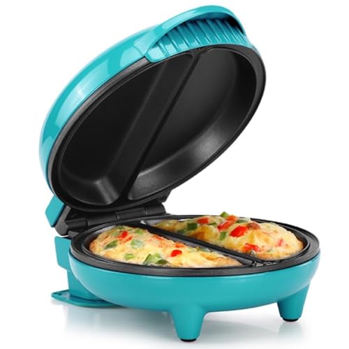 Holstein Housewares - Non-Stick Omelet & Frittata Maker, Stainless Steel - Makes 2 Individual Portions Quick & Easy (2 Section, Teal) - Click to Buy