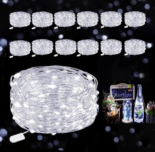Ehome Lichterkette, Lichterkette batteriebetrieben, 2 m, 20 LEDs, silberbeschichteter Kupferdraht, Feuerfly-Lichter, Mondlichter, für Hochzeit, Party, Weihnachtsdekorationen ... White-12 PCS - Click to Buy