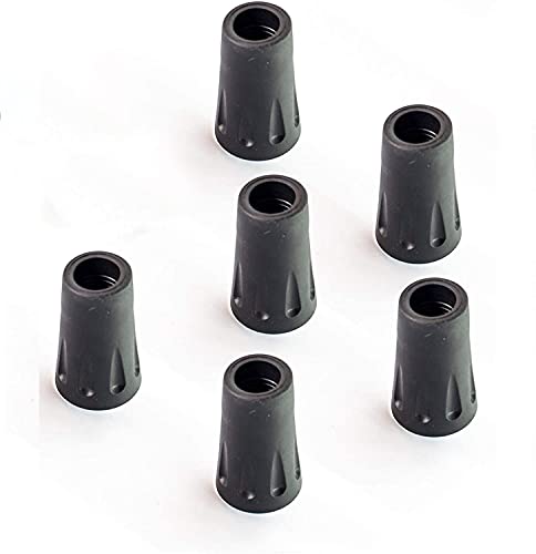 TrailBuddy Screw-On Rubber Tips for Walking Sticks - Pack of 6 Threaded Replacement Hiking Pole Tip Protectors - Rubber Caps to Fit Most Standard 11mm Trekking Pole Tips - Click to Buy